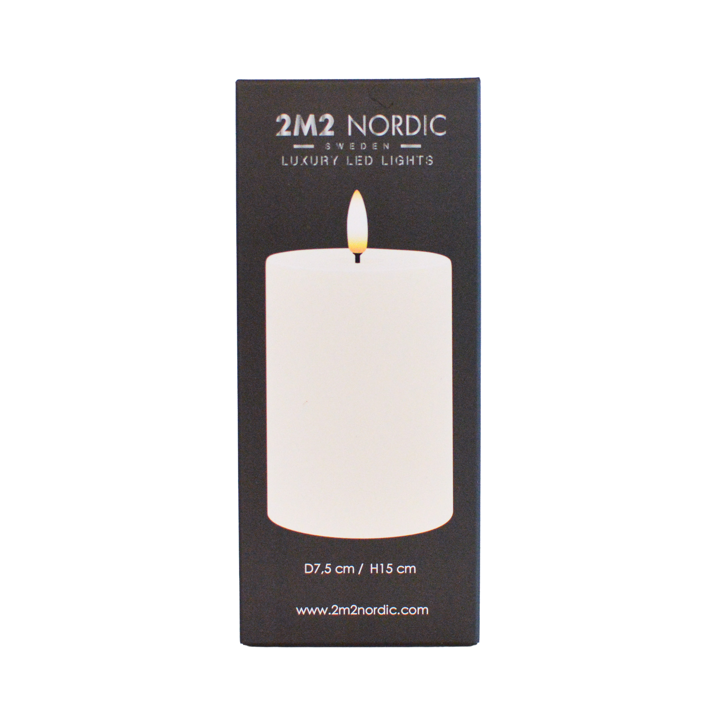 2M2 Nordic Ivory LED Pillar Candle 7.5cm x 15cm