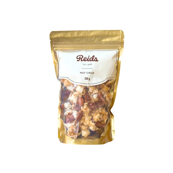 Reids Nut Crisp with caramel-coated pecans, almonds and popcorn available at Urban Fare Toronto.
